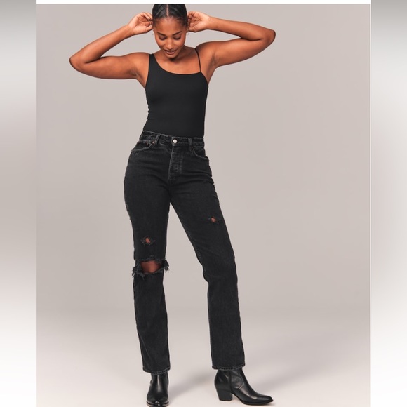 NWT Abercrombie&Fitch High Rise Curve Love Dad Jean - Picture 7 of 8